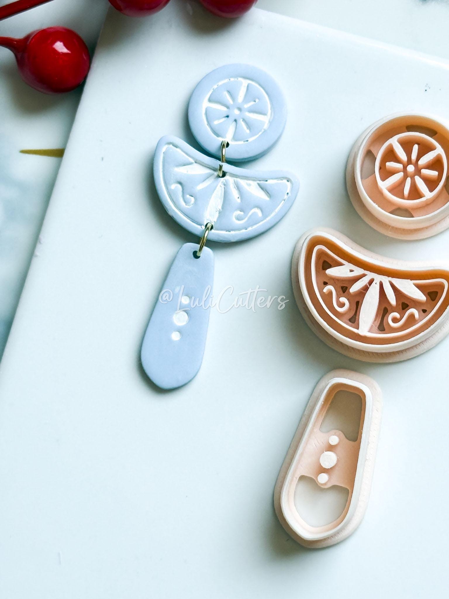 Boho Rosette & Crescent Polymer Clay Cutter Set 3 Piece Earring Drop Shapes