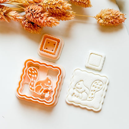 Squirrel Frame Clay Earring Cutter Set: Acorn & Forest Polymer Clay Tools
