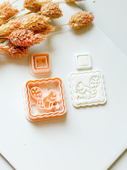 Squirrel Frame Clay Earring Cutter Set: Acorn & Forest Polymer Clay Tools