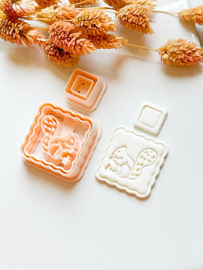 Squirrel Frame Clay Earring Cutter Set: Acorn & Forest Polymer Clay Tools