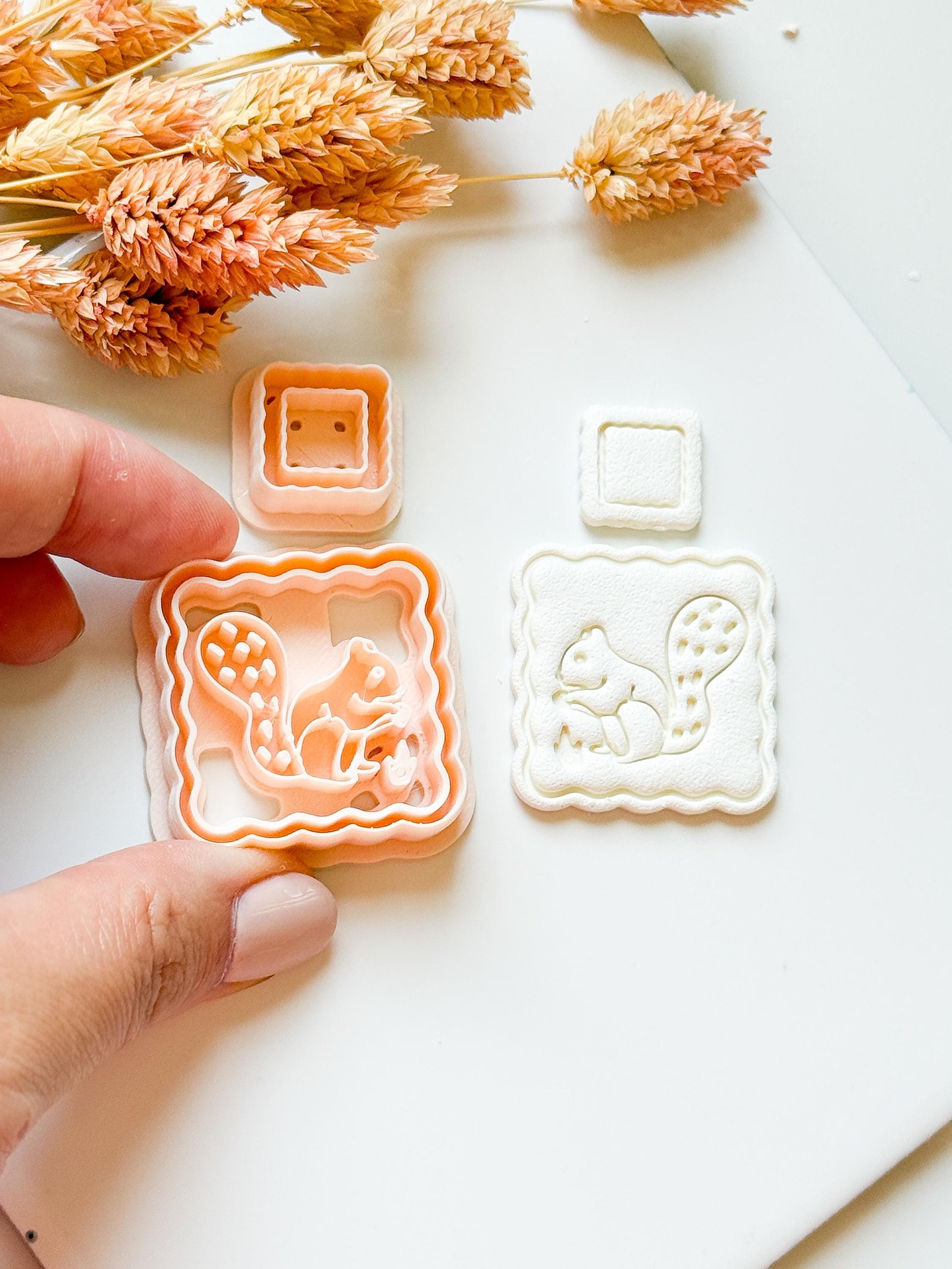 Squirrel Frame Clay Earring Cutter Set: Acorn & Forest Polymer Clay Tools