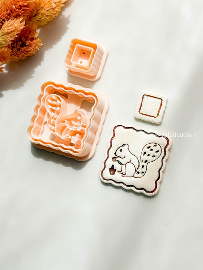 Squirrel Frame Clay Earring Cutter Set: Acorn & Forest Polymer Clay Tools