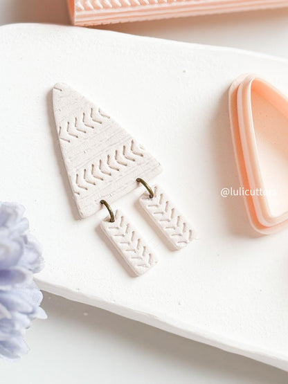 2-Piece Organic Triangle Dangle Cutter Modern Polymer Clay Earring Cutter