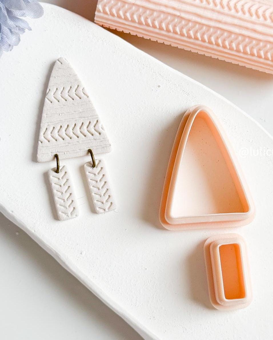 2-Piece Organic Triangle Dangle Cutter Modern Polymer Clay Earring Cutter