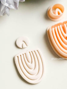 Organic Debossed Clay Earring Cutter Set Includes Arch-Like Base + Circle Topper