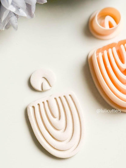 Organic Debossed Clay Earring Cutter Set Includes Arch-Like Base + Circle Topper