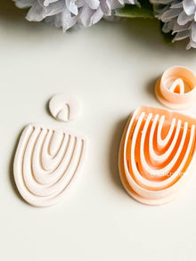 Organic Debossed Clay Earring Cutter Set Includes Arch-Like Base + Circle Topper