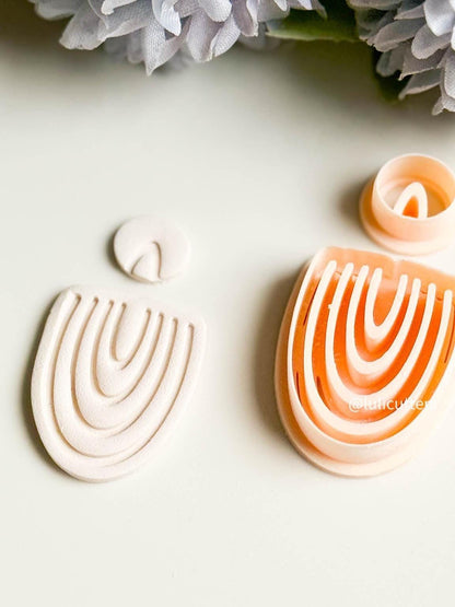 Organic Debossed Clay Earring Cutter Set Includes Arch-Like Base + Circle Topper