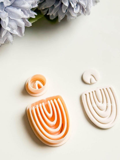 Organic Debossed Clay Earring Cutter Set Includes Arch-Like Base + Circle Topper