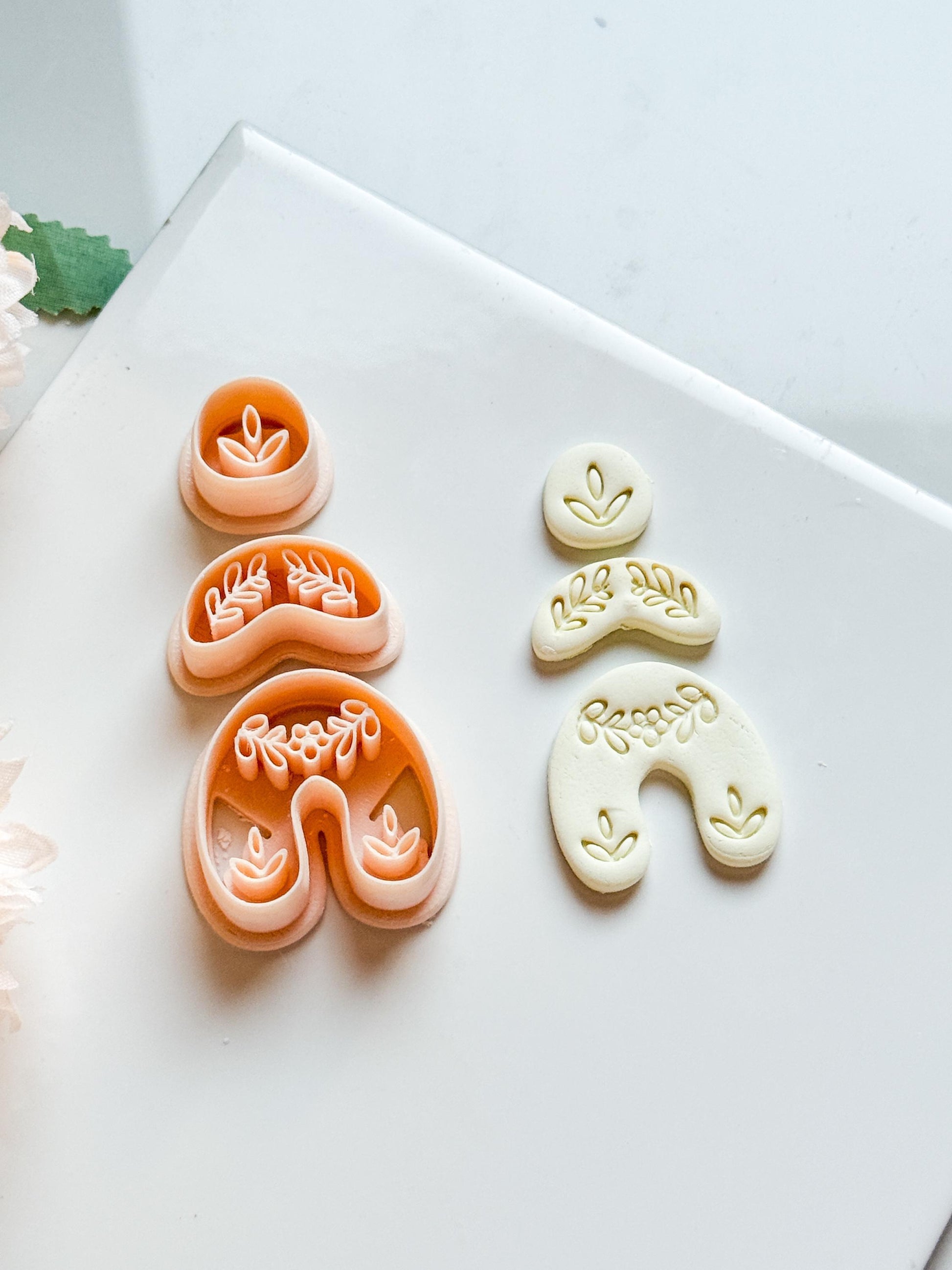 Botanical Arch Polymer Clay Cutter Set: Floral Embossed Earring Molds