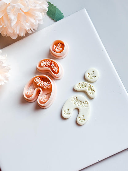 Botanical Arch Polymer Clay Cutter Set: Floral Embossed Earring Molds