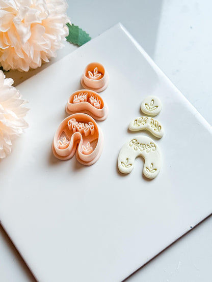 Botanical Arch Polymer Clay Cutter Set: Floral Embossed Earring Molds