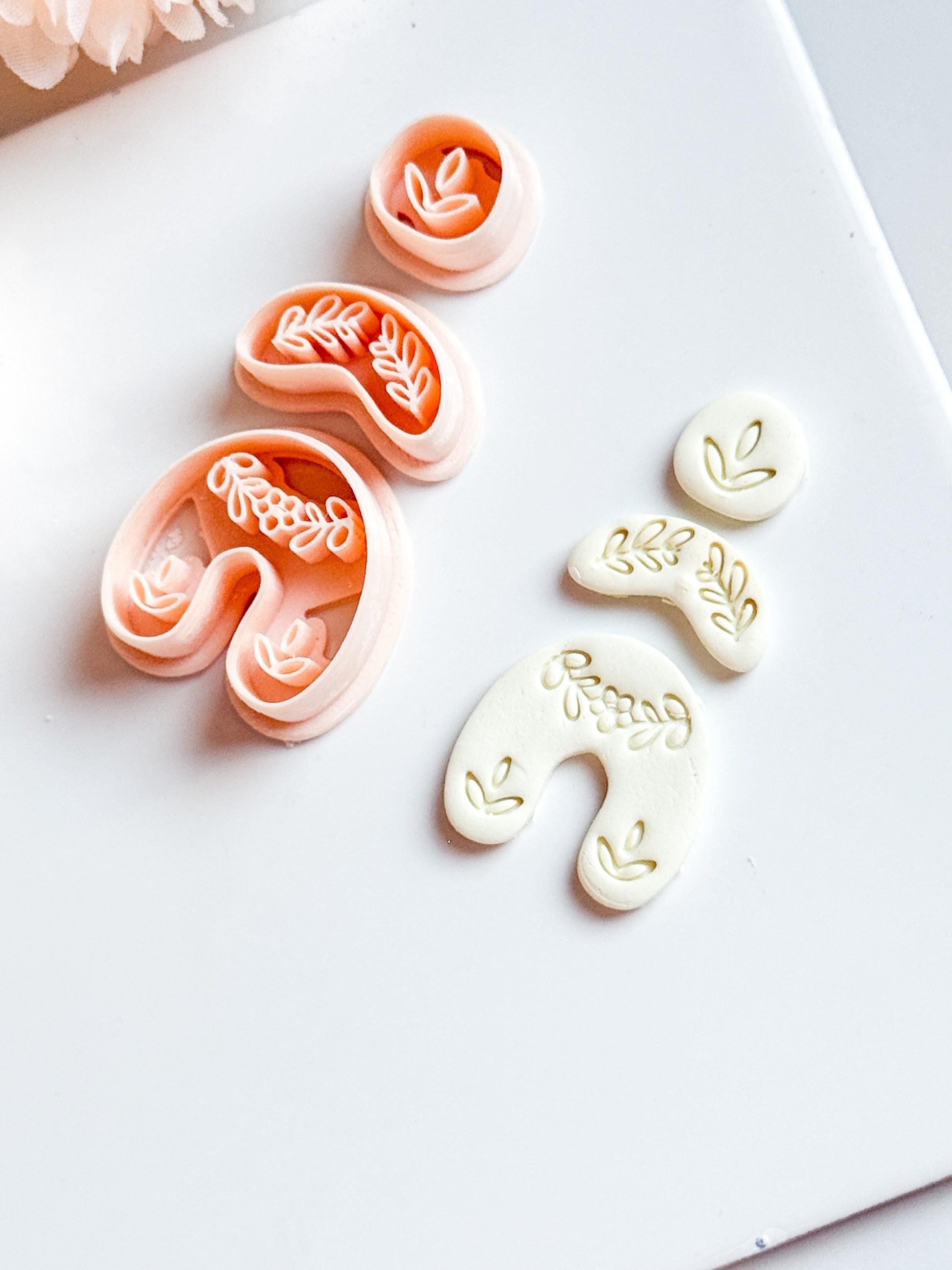 Botanical Arch Polymer Clay Cutter Set: Floral Embossed Earring Molds