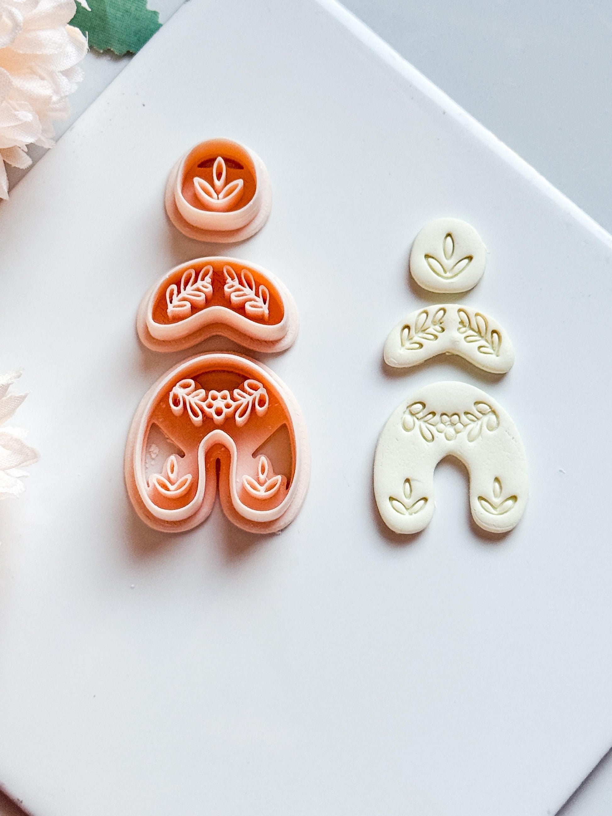Botanical Arch Polymer Clay Cutter Set: Floral Embossed Earring Molds