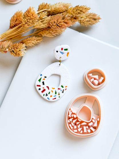 Terrazzo Polymer Clay Cutter: Oval Shard Stamp for Statement Earrings