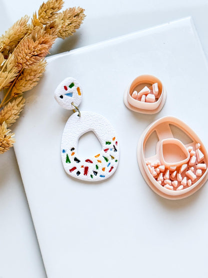 Terrazzo Polymer Clay Cutter: Oval Shard Stamp for Statement Earrings