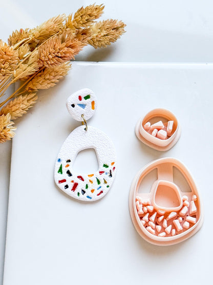 Terrazzo Polymer Clay Cutter: Oval Shard Stamp for Statement Earrings