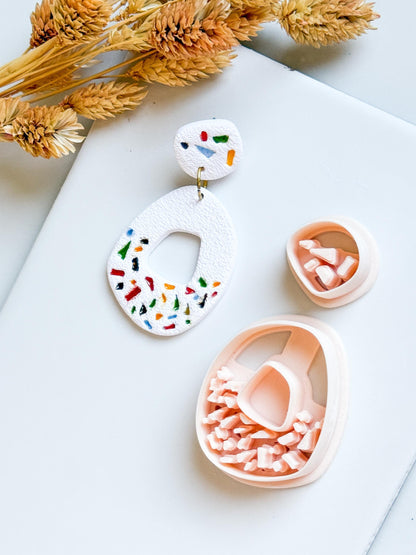 Terrazzo Polymer Clay Cutter: Oval Shard Stamp for Statement Earrings