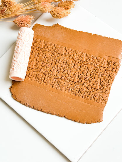 Folk Forest Texture Roller: Nordic Polymer Clay, Rustic Jewelry