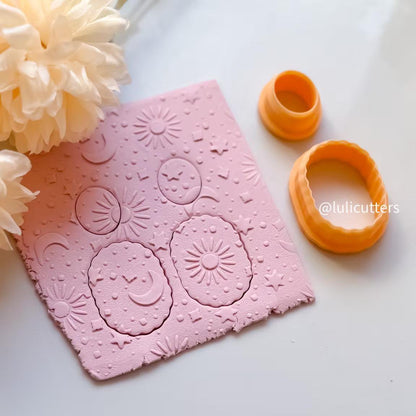 Sun Moon Stars Polymer Clay Stencil Celestial Texture Sheet for Jewelry, Earrings, and Crafts