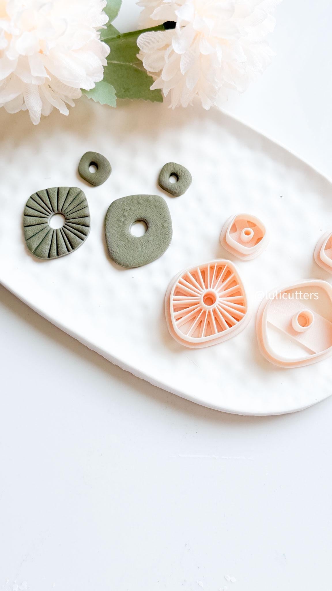 Organic Clay Earring Cutter Set: Plain & Lined DIY Jewelry Making
