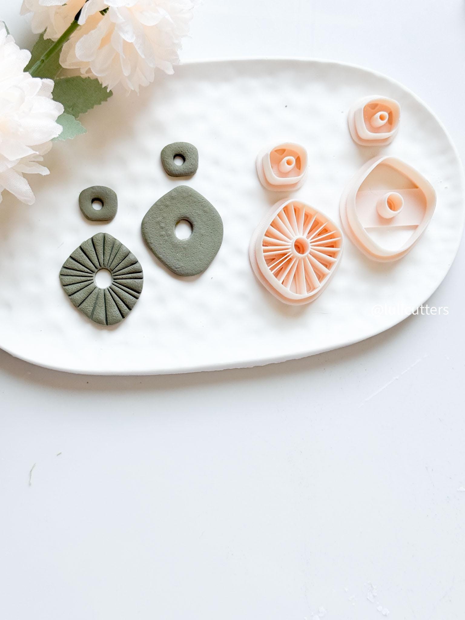Organic Clay Earring Cutter Set: Plain & Lined DIY Jewelry Making