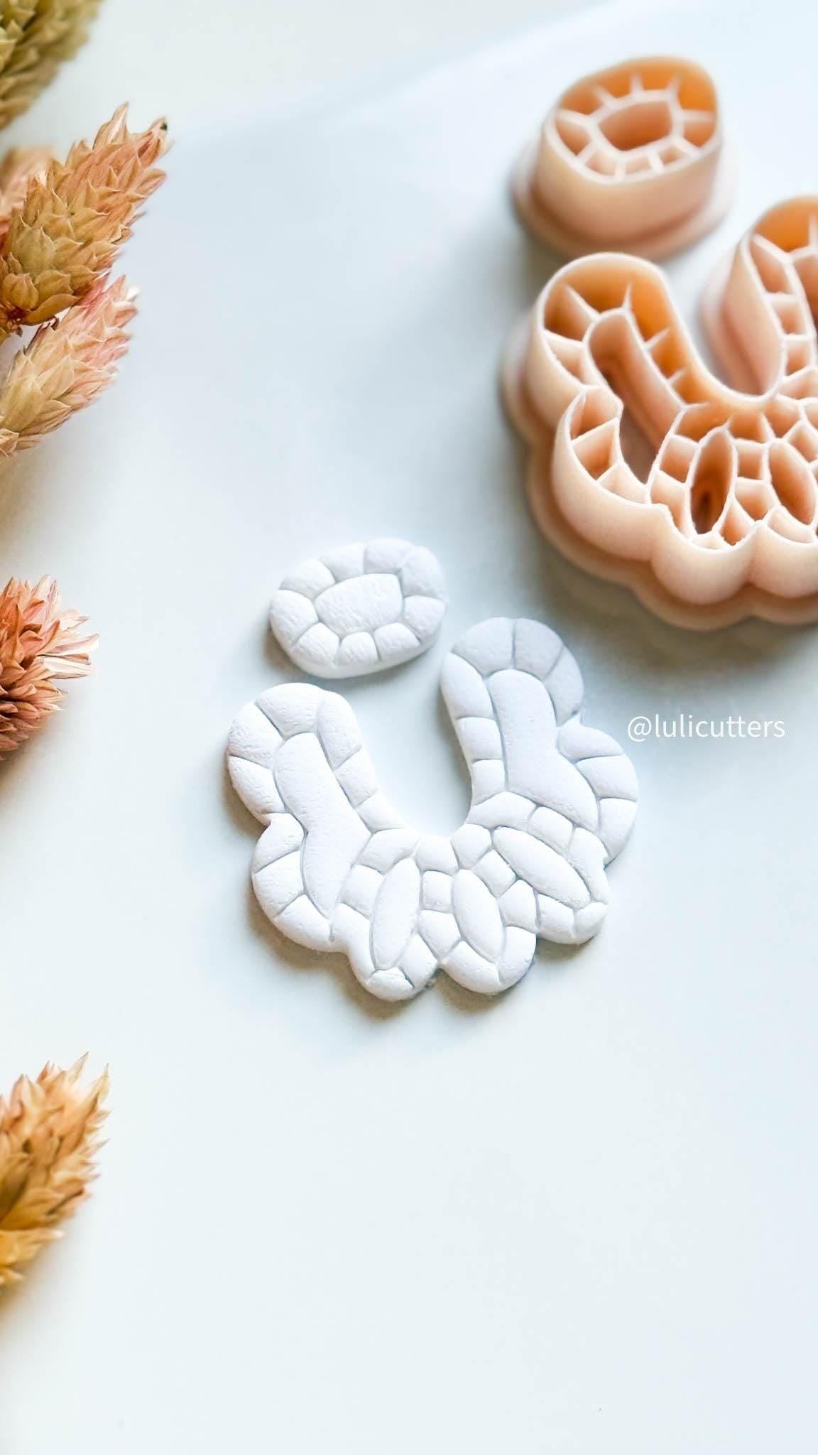 Abstract Layered Lines Clay Earring Cutter Set: Organic Texture