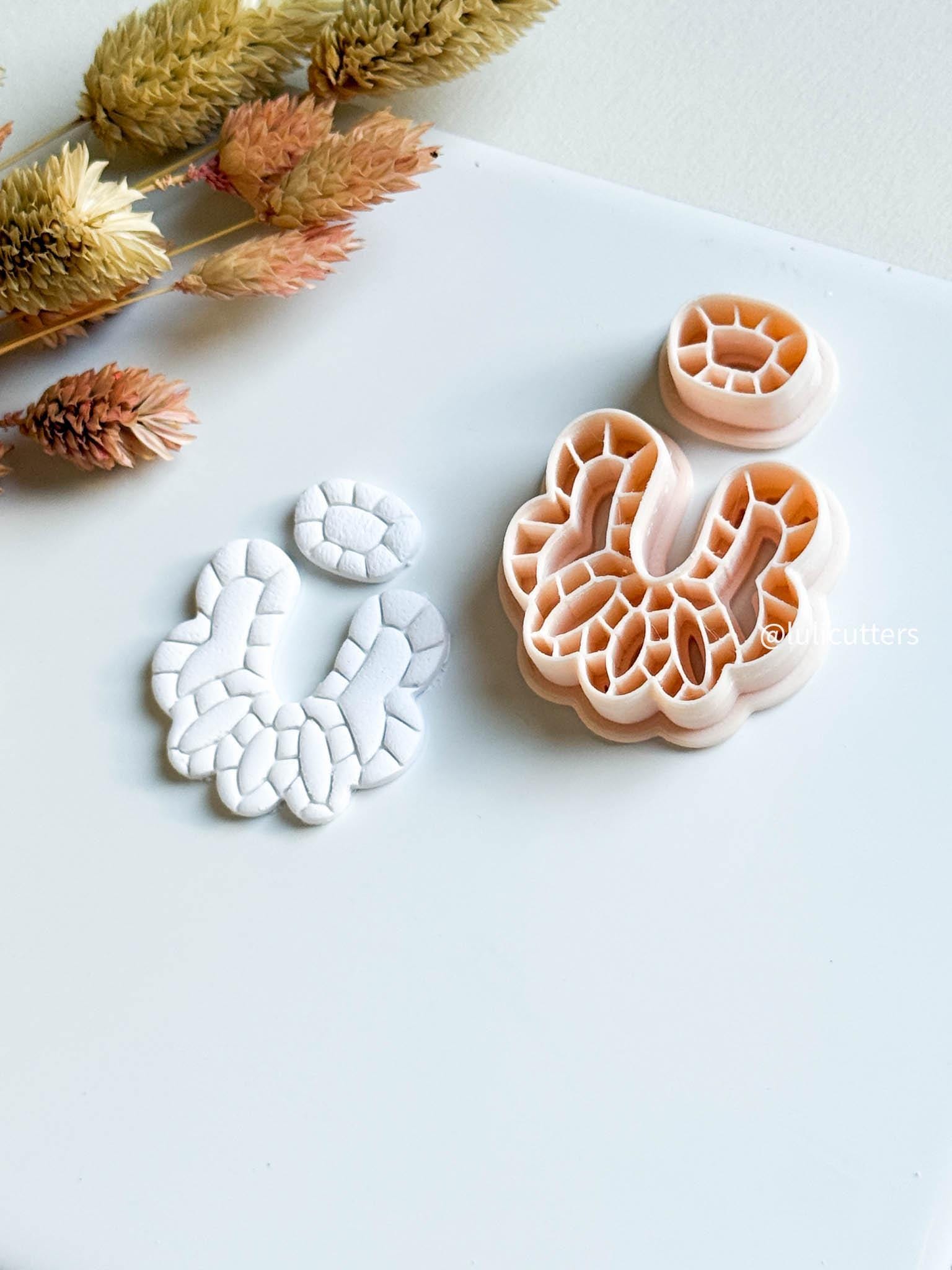 Abstract Layered Lines Clay Earring Cutter Set: Organic Texture