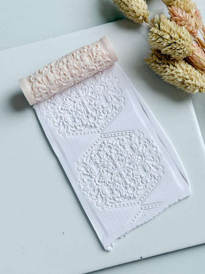 Ornamental Swirl Pattern Polymer Clay Roller Embossing Texture Tool