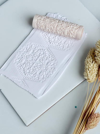 Ornamental Swirl Pattern Polymer Clay Roller Embossing Texture Tool