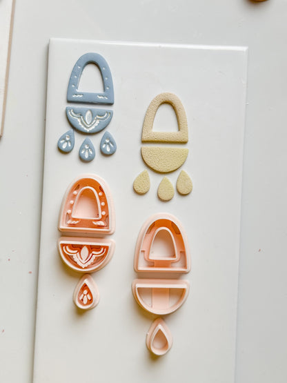 Layered Arch and Drop Clay Cutter Set for Polymer Clay Earrings - Majolica Collection