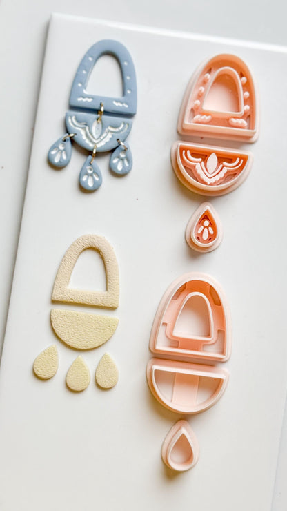 Layered Arch and Drop Clay Cutter Set for Polymer Clay Earrings - Majolica Collection