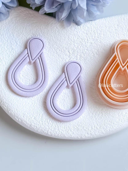 Layered Drop Clay Earring Cutter One-Piece Cutter with Built-In Teardrop Topper