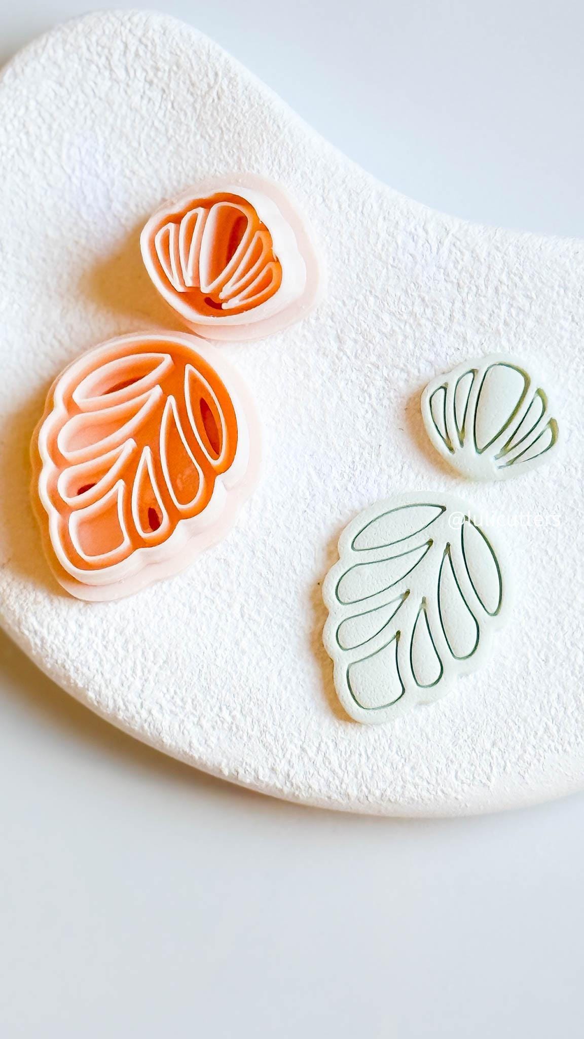 Geometric Leaf Clay Cutter Modern Leaf Shape with Imprint Line Details