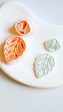 Geometric Leaf Clay Cutter Modern Leaf Shape with Imprint Line Details