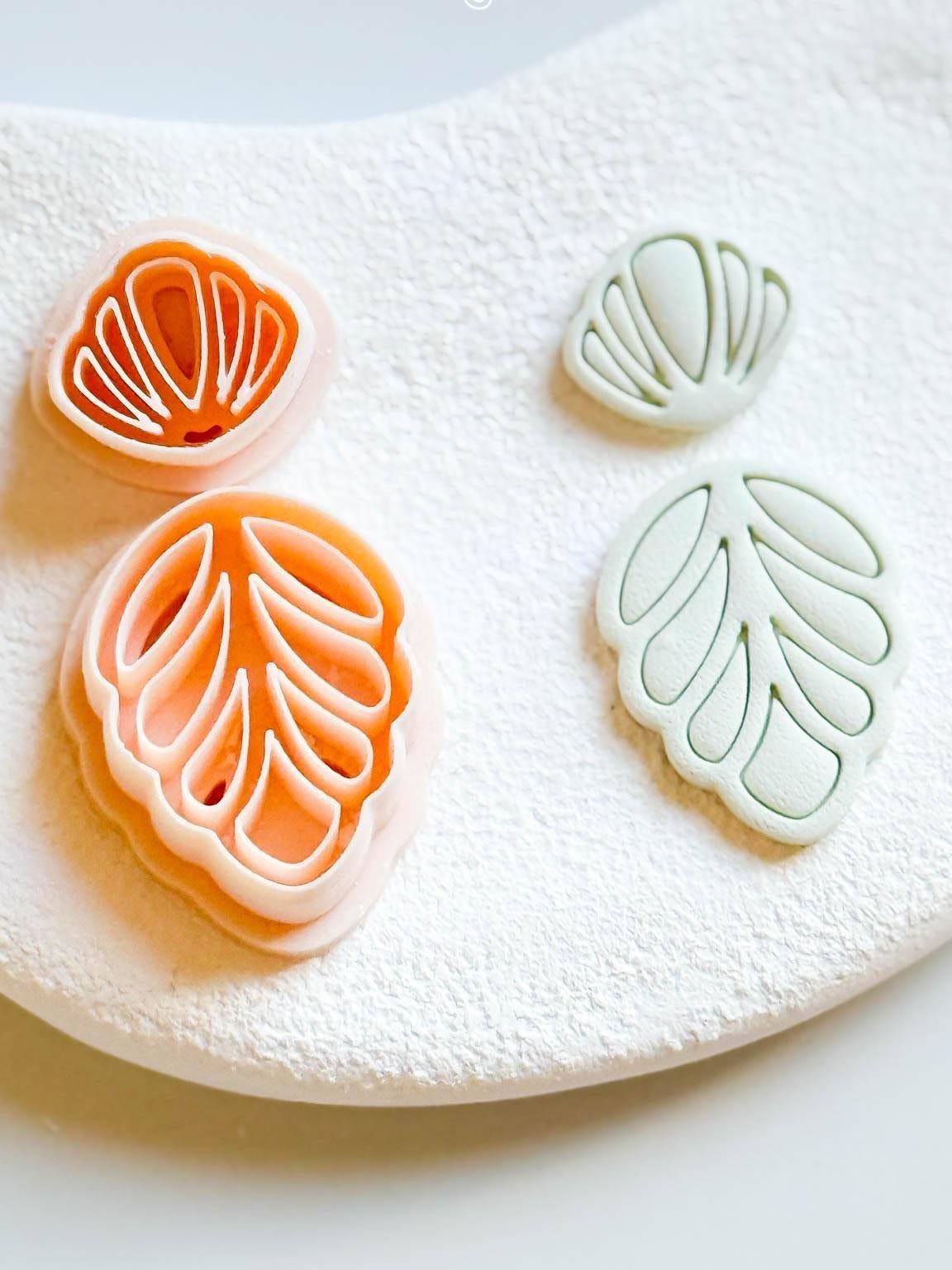 Geometric Leaf Clay Cutter Modern Leaf Shape with Imprint Line Details