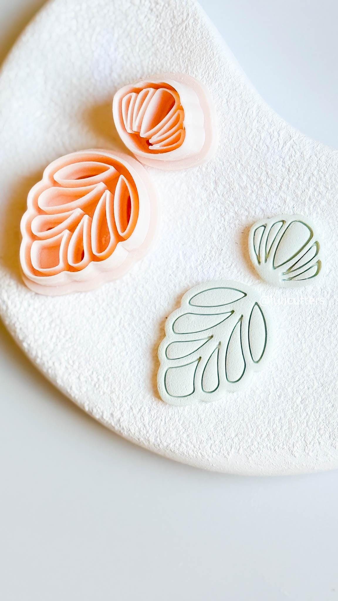 Geometric Leaf Clay Cutter Modern Leaf Shape with Imprint Line Details