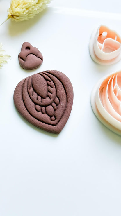 Polymer Clay Teardrop Cutter Set with Topper and Imprint Details