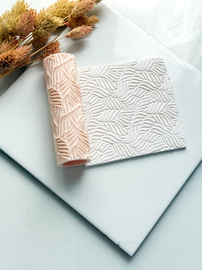 Leaf Wave Clay Emboss Roller: Polymer Clay Jewelry Texture - 8cm