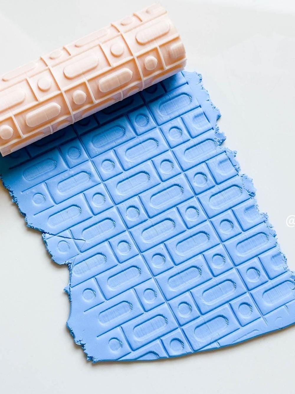 Retro Rectangle Texture Roller Geometric Imprint Tool for Polymer Clay