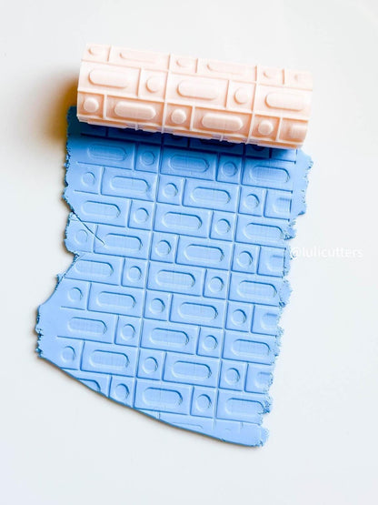 Retro Rectangle Texture Roller Geometric Imprint Tool for Polymer Clay