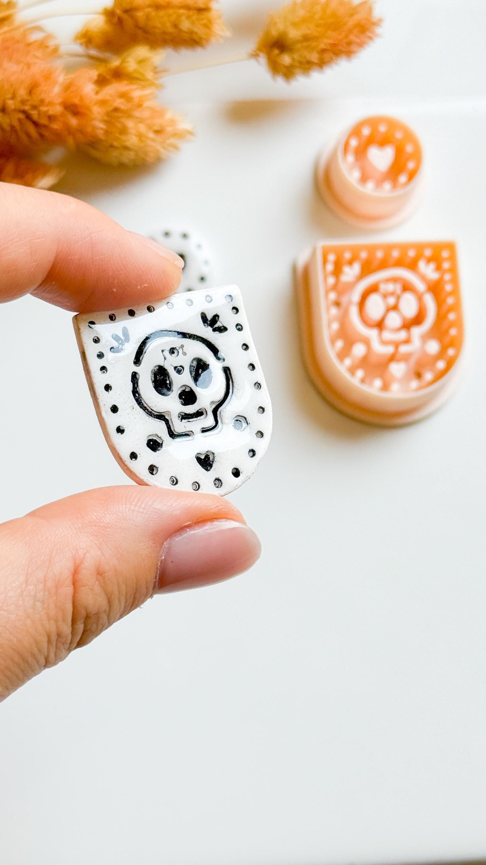 Sugar Skull Cutter Set: Polymer Clay Jewelry Mold, Halloween Heart Topper