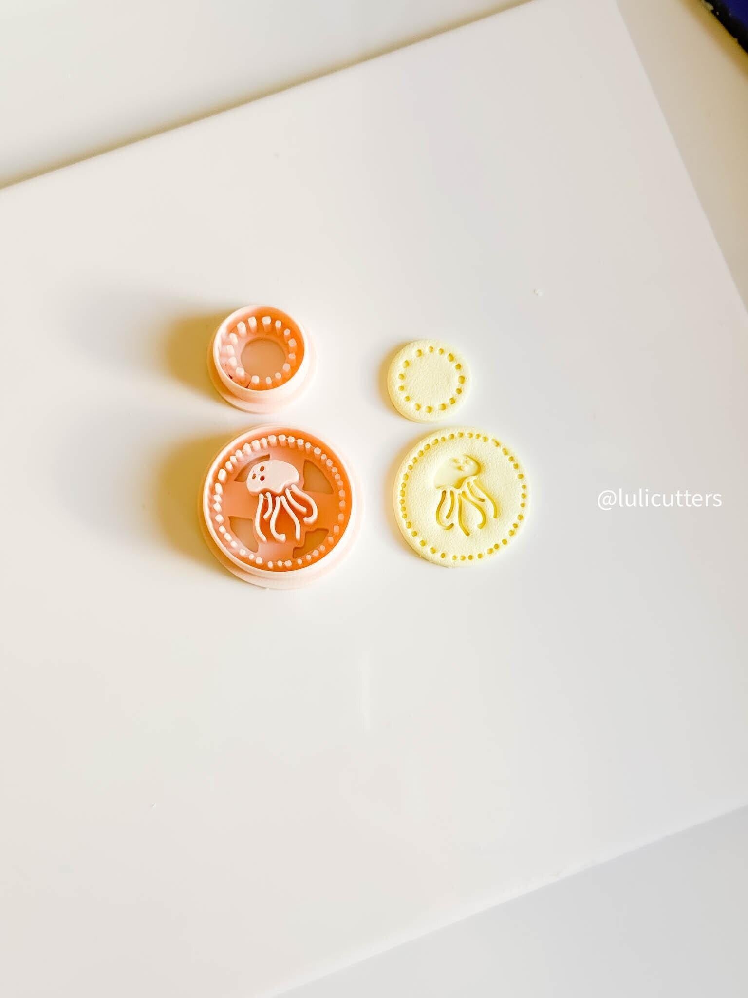 Jellyfish Clay Cutter Set Includes Ocean Dot Frame + Matching Topper