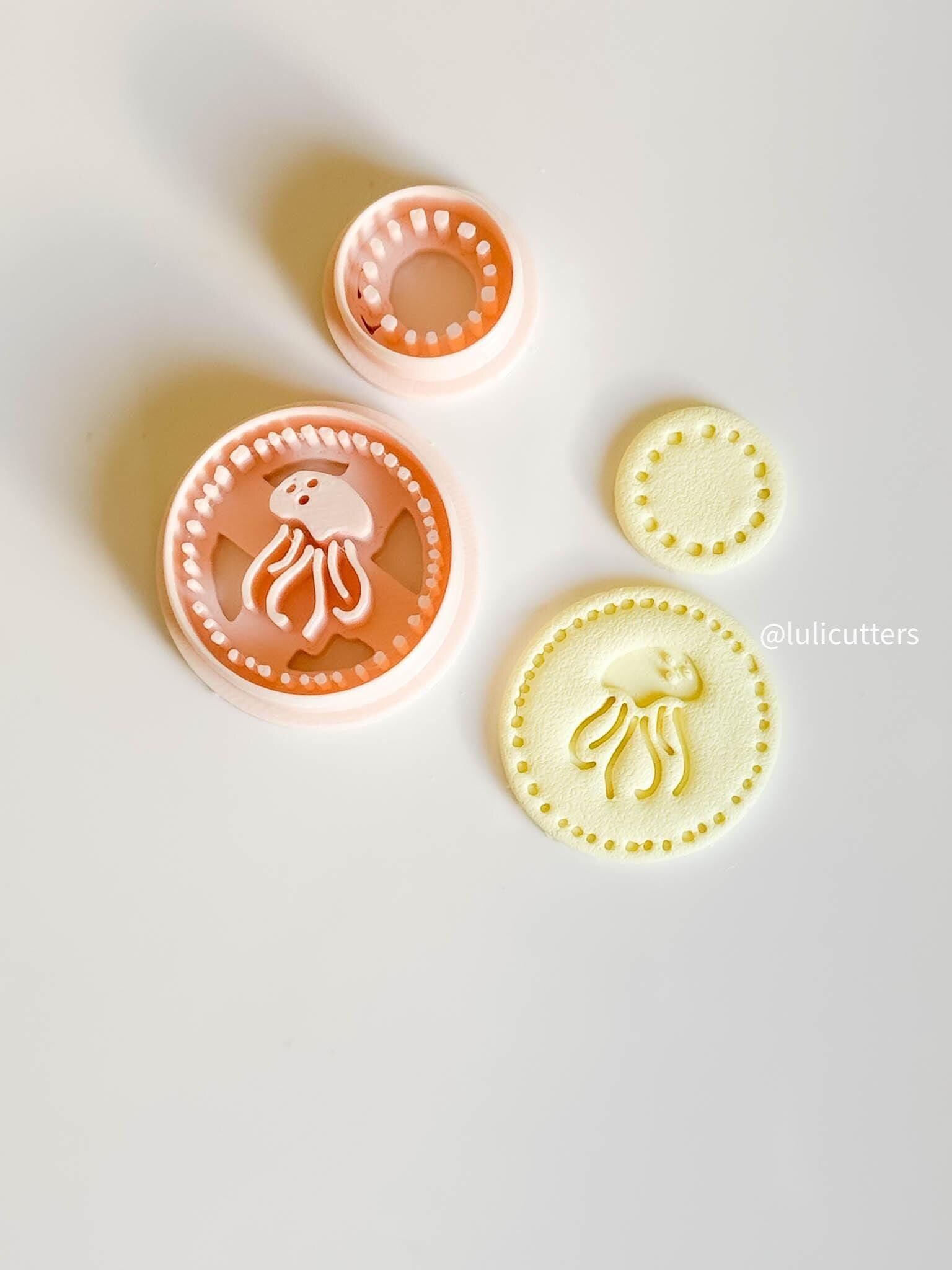 Jellyfish Clay Cutter Set Includes Ocean Dot Frame + Matching Topper