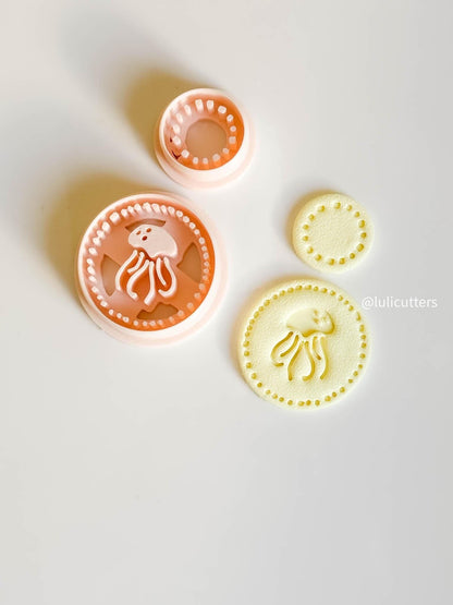 Jellyfish Clay Cutter Set Includes Ocean Dot Frame + Matching Topper