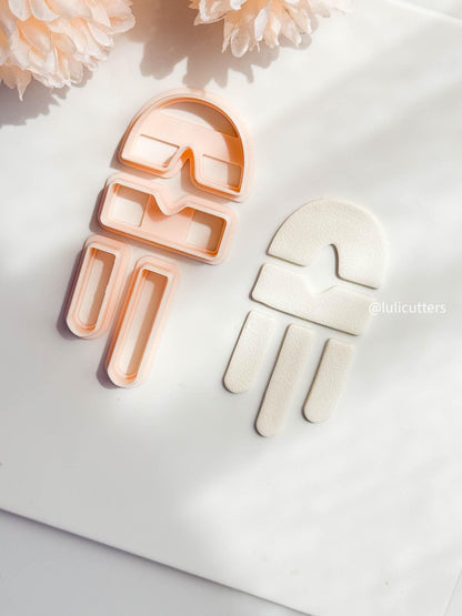 Abstract Arch Earring Cutter Set Includes Top, Middle & Dangle Pieces