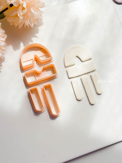 Abstract Arch Earring Cutter Set Includes Top, Middle & Dangle Pieces