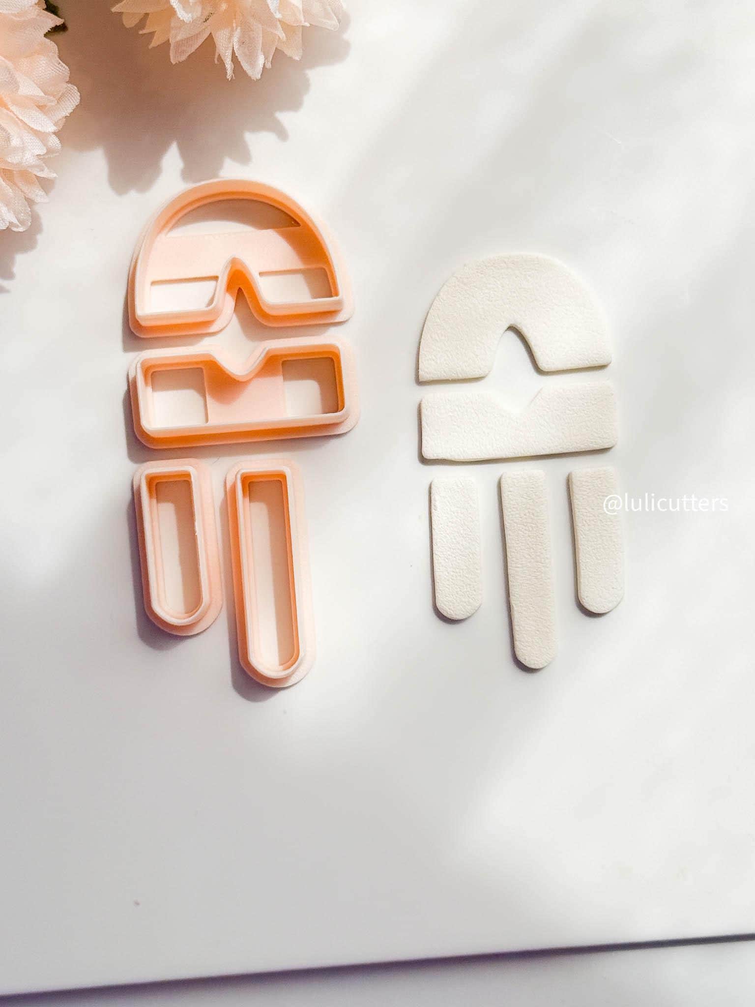 Abstract Arch Earring Cutter Set Includes Top, Middle & Dangle Pieces