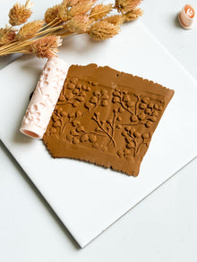 Berry Vine Texture Roller, Botanical Clay Jewelry Designs