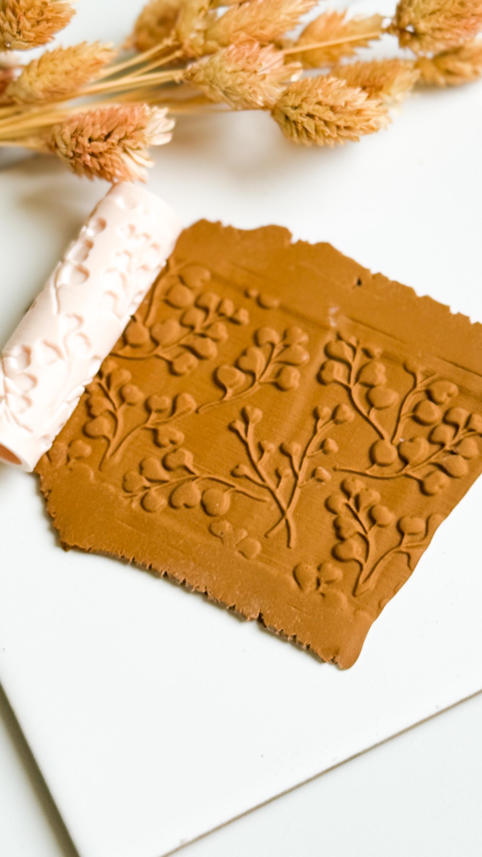 Berry Vine Texture Roller, Botanical Clay Jewelry Designs